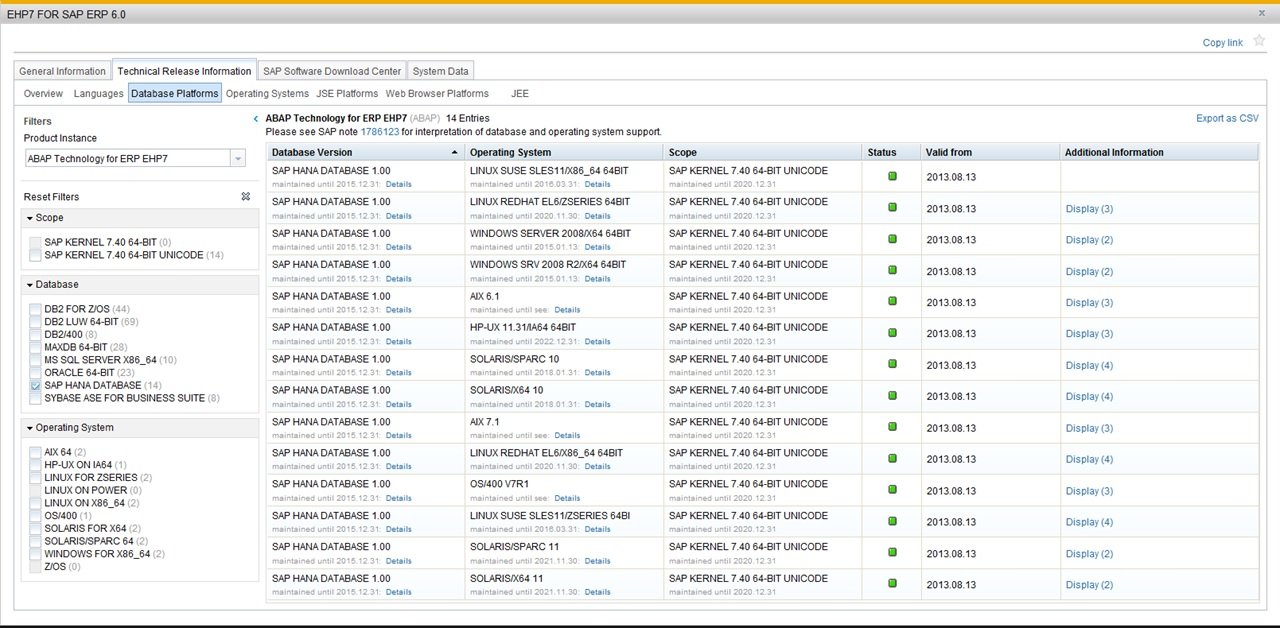 Image showing the SAP ERP 6.0 section of Business Suite 7