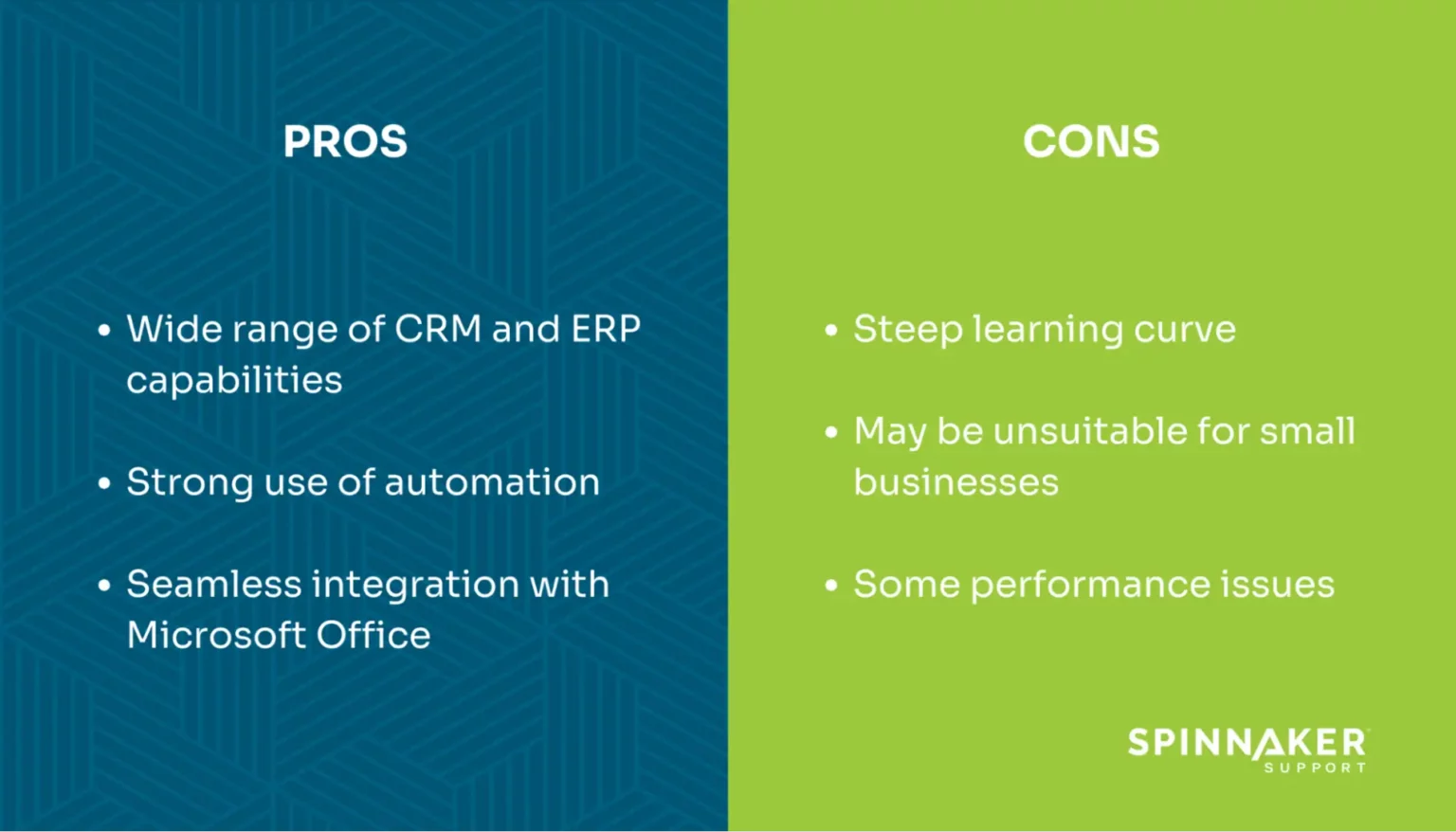 Dynamics 365 pros and cons