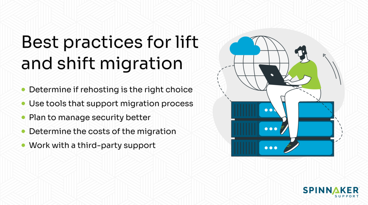 bulleted list of best practices for lift and shift